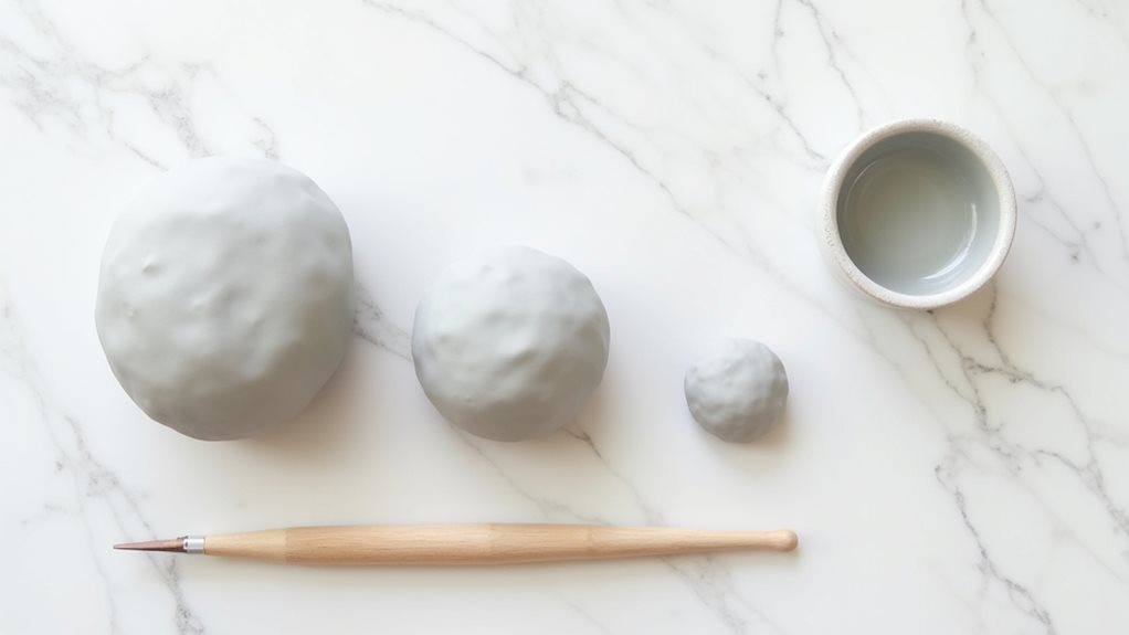 carefully prepare clay portions