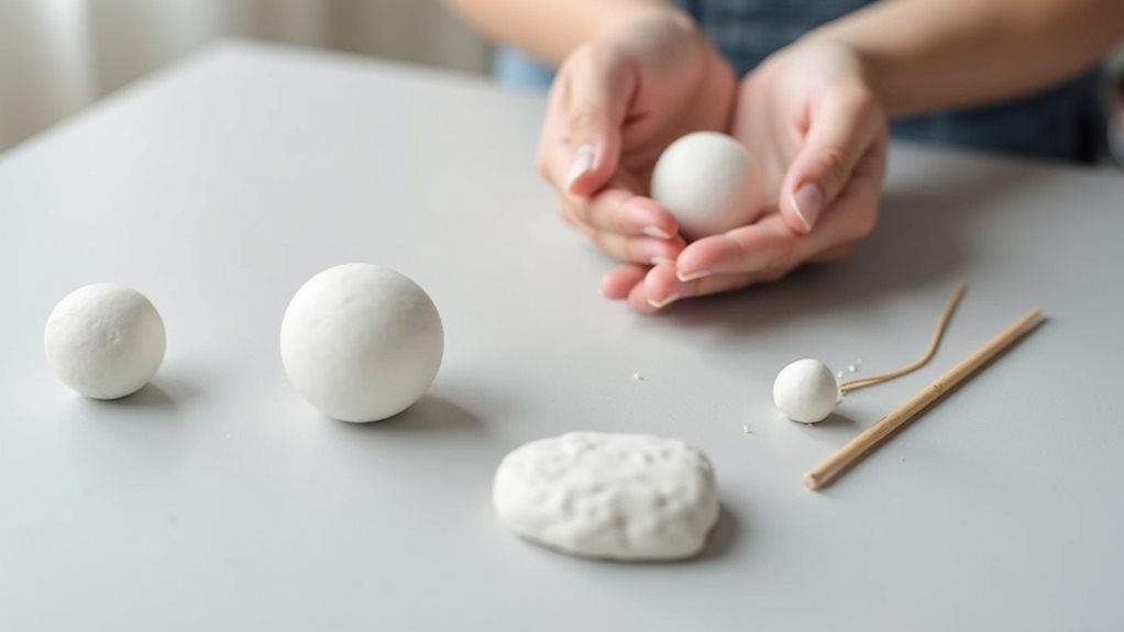 mold clay into beads