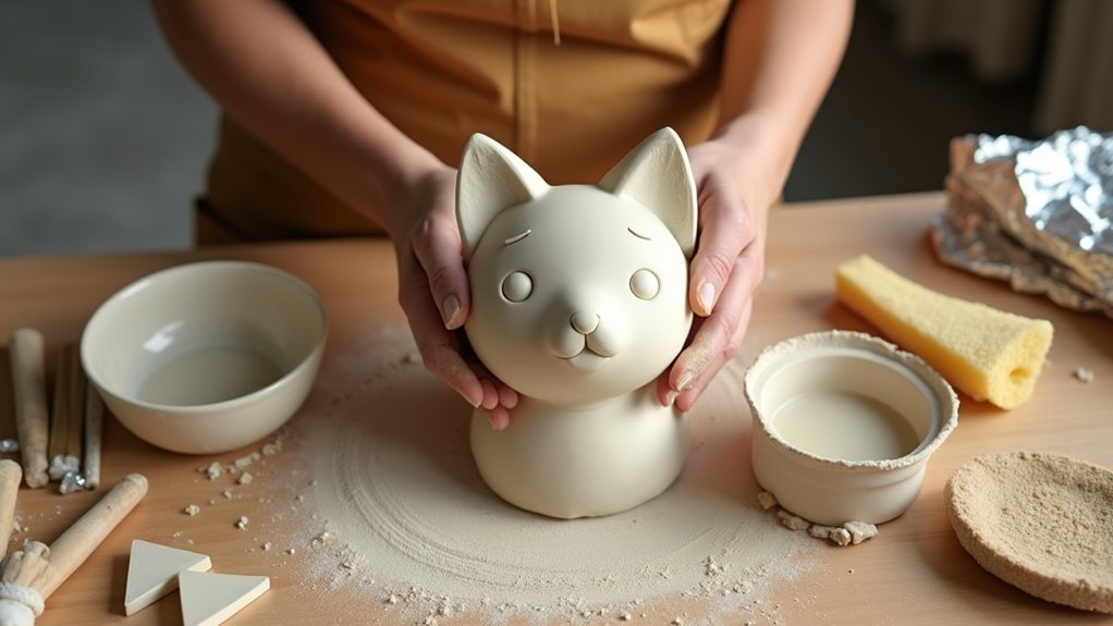 air dry clay cat head shaping