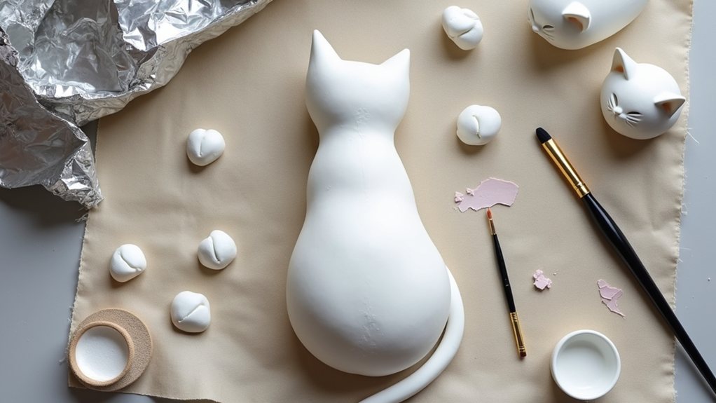 making air dry clay cats