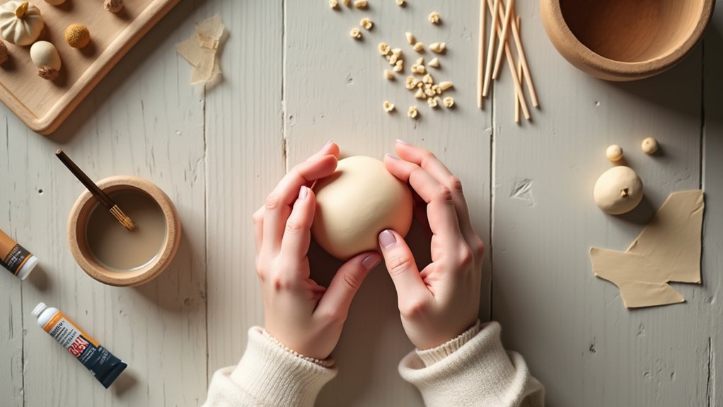 roll clay into smooth sphere