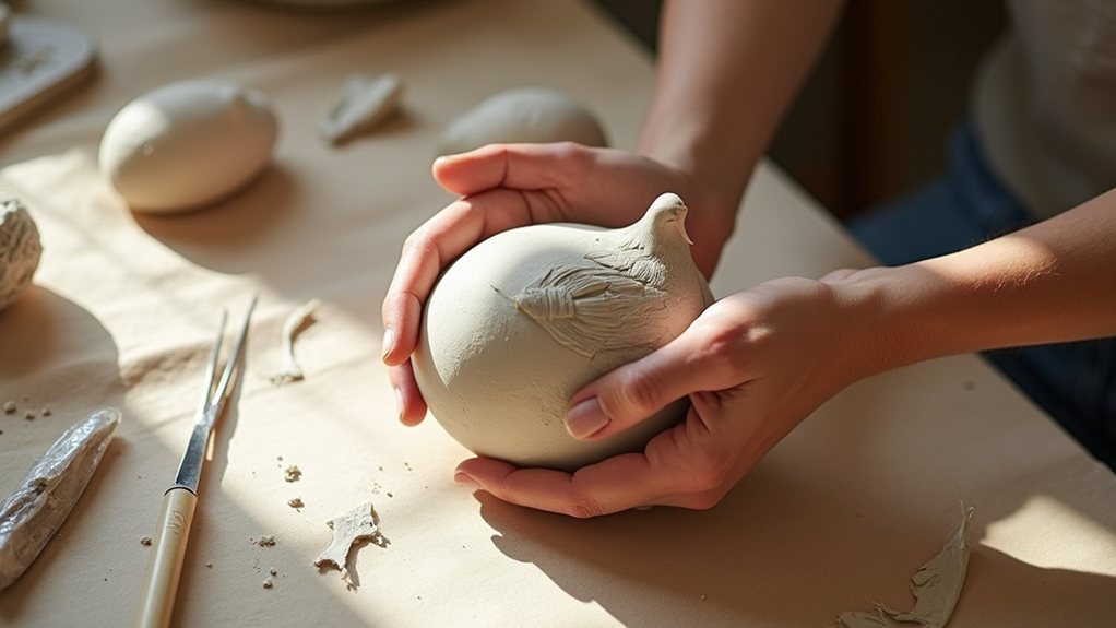 roll smooth air dry clay ball