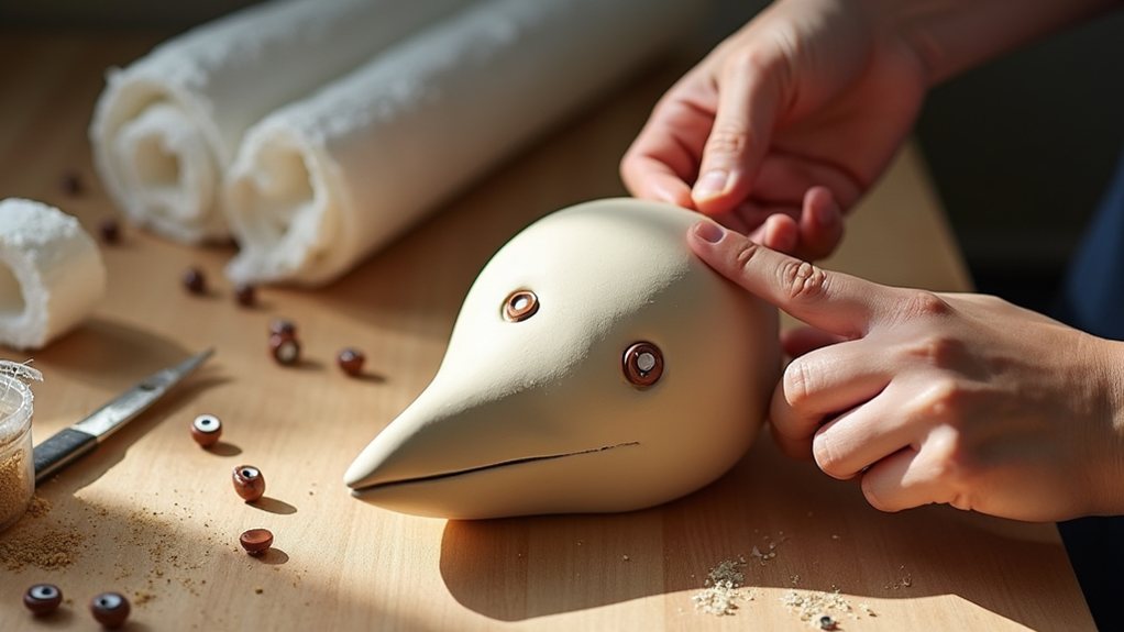 sculpting expressive clay bird head