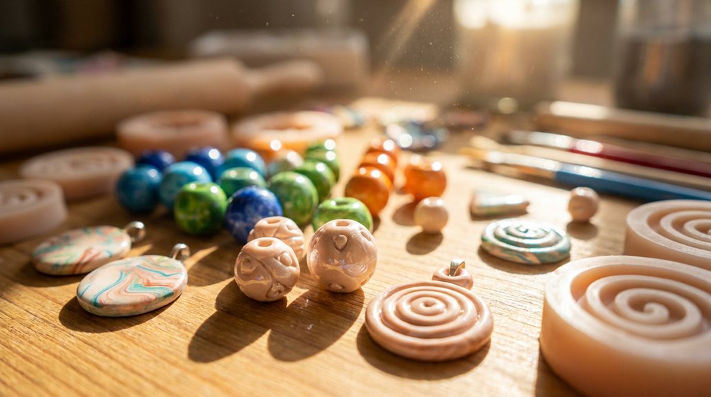 shiny air dry clay jewelry
