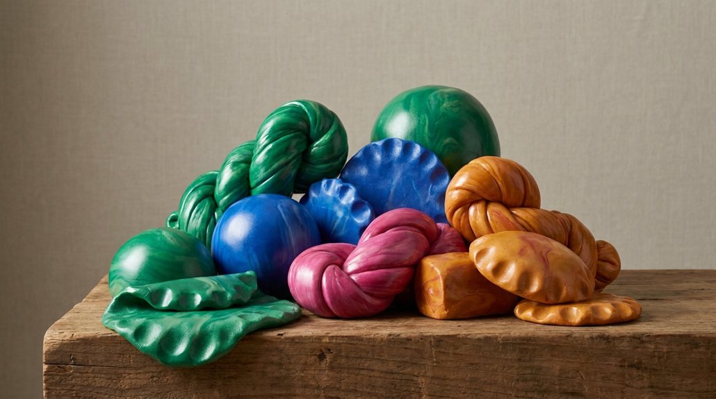 vibrant colored air dry clays