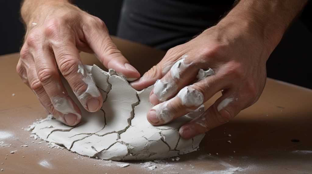 A person is making a clay pot on a table.