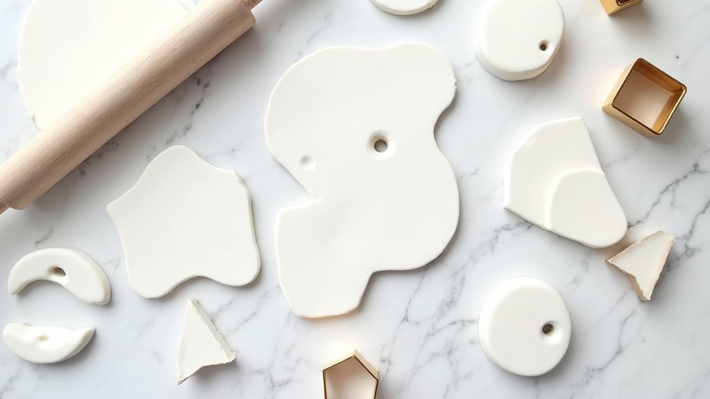 cut geometric shapes from clay