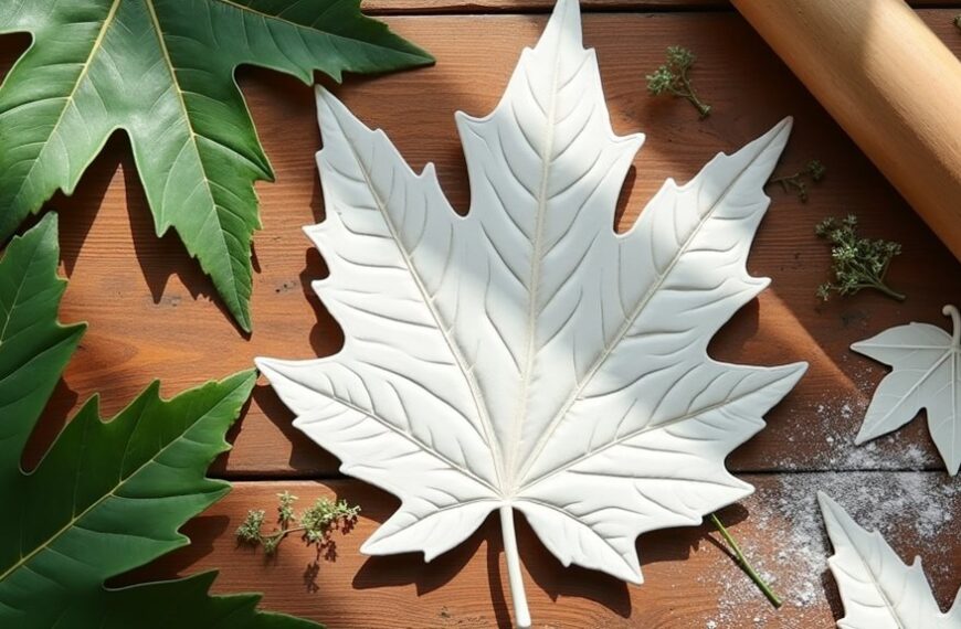 imprinted clay leaf designs