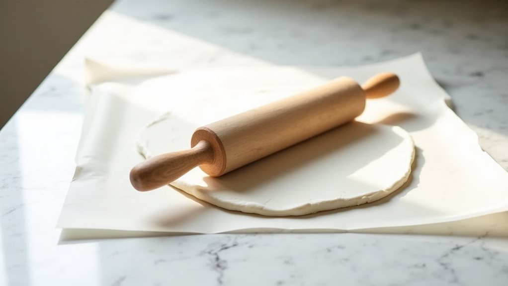 roll clay with parchment